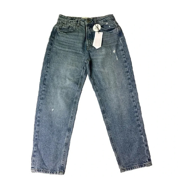 Stradivarius Mom Petite Jeans High Rise Button Fly Vintage Women's US 6 New - Picture 1 of 16
